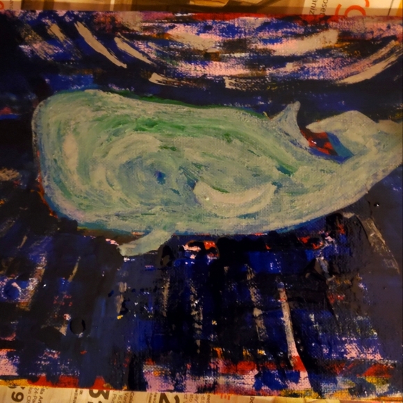 Whale painting. Acrylic on canvas - Picture 2 of 3